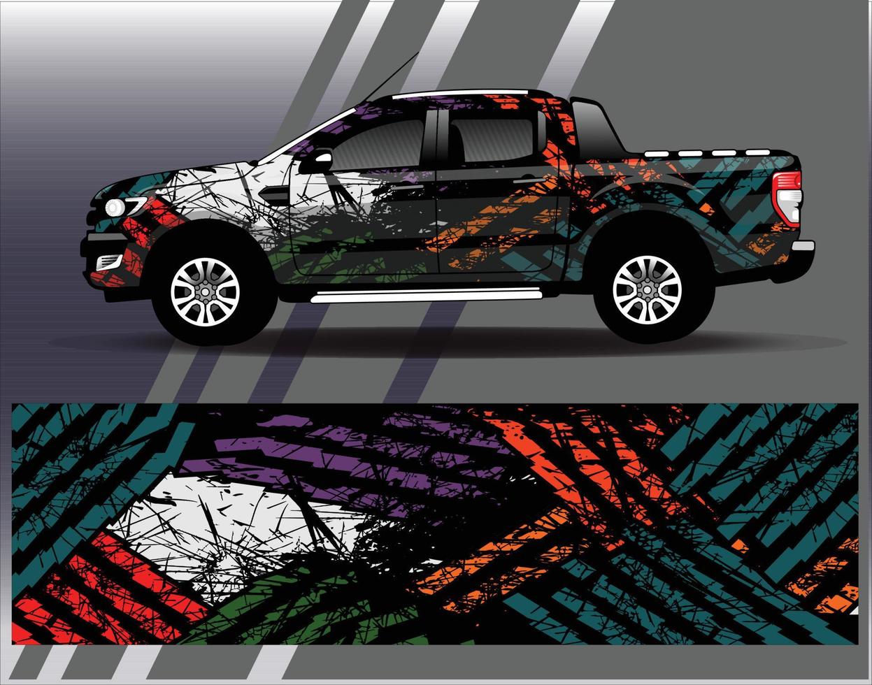 Car wrap design vector  truck and cargo van decal. Graphic abstract stripe racing background designs for vehicle  rally  race  adventure and car racing livery