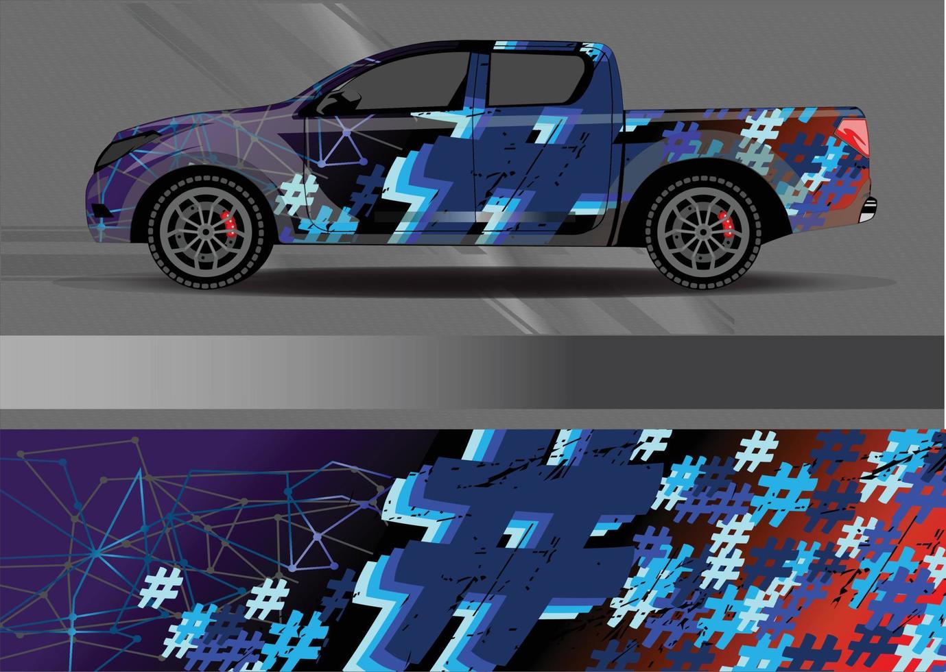 Racing car wrap design vector for vehicle vinyl sticker and automotive decal livery