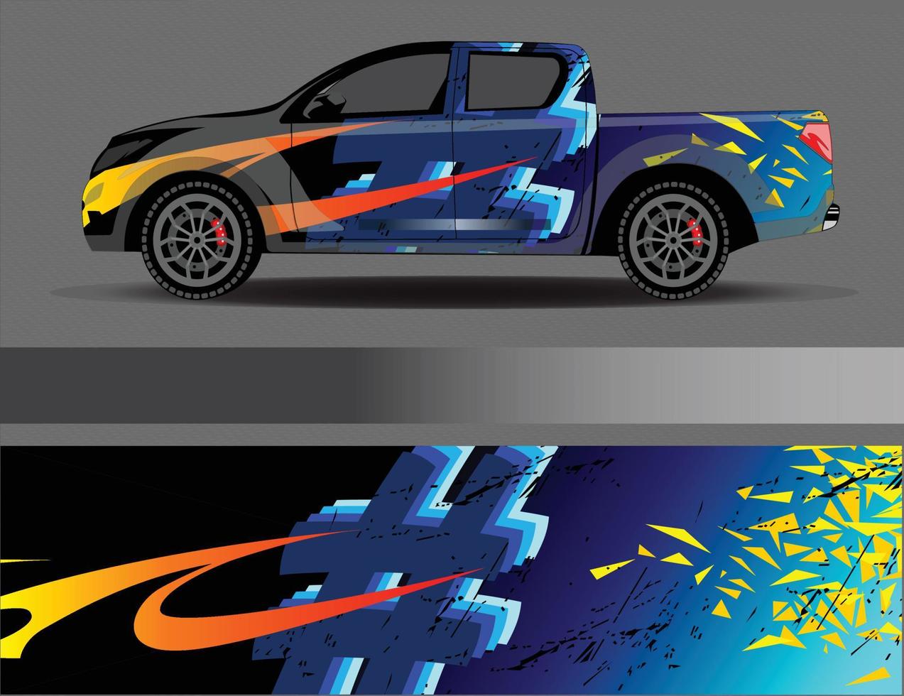 vector de diseño de envoltura de coche de carreras para pegatina de vinilo de vehículo y librea de calcomanía automotriz