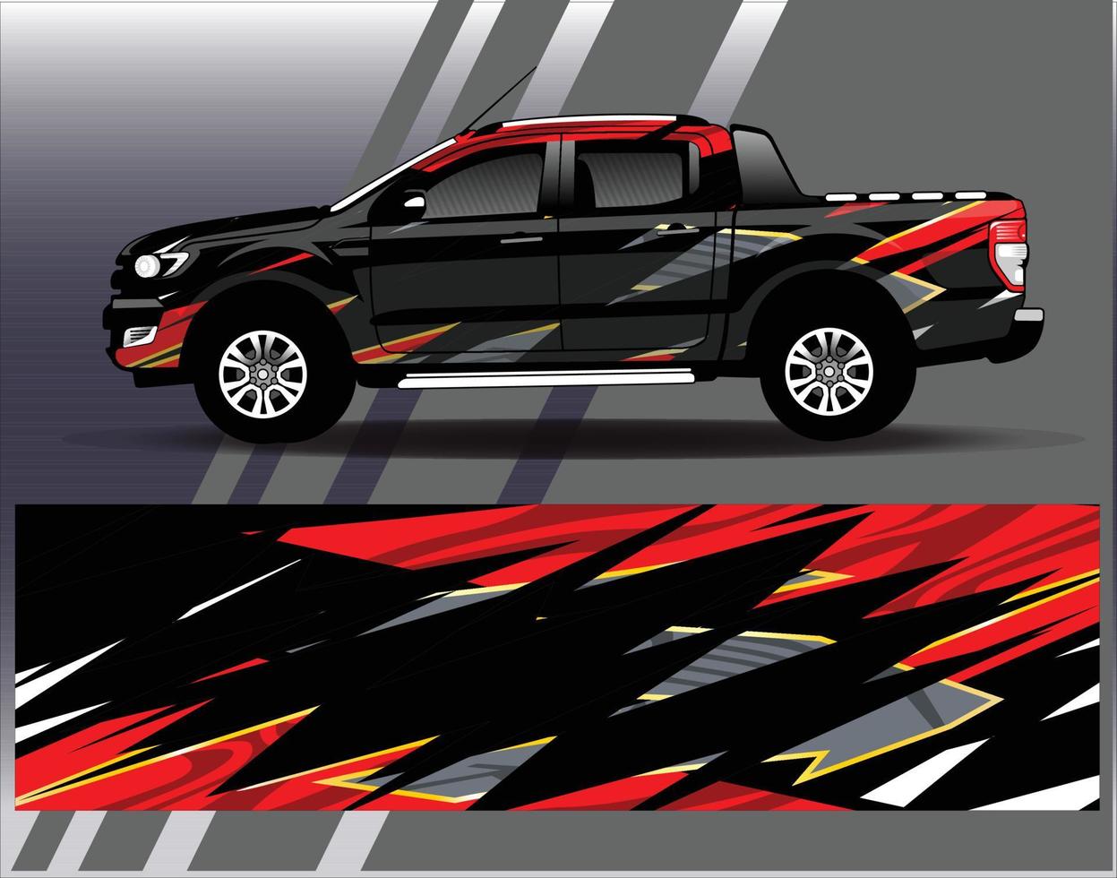 Car wrap design vector  truck and cargo van decal. Graphic abstract stripe racing background designs for vehicle  rally  race  adventure and car racing livery