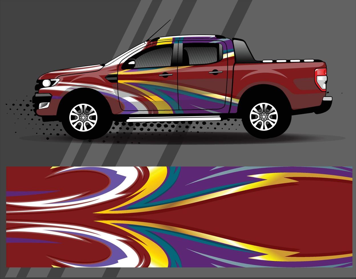 Car wrap design vector  truck and cargo van decal. Graphic abstract stripe racing background designs for vehicle  rally  race  adventure and car racing livery