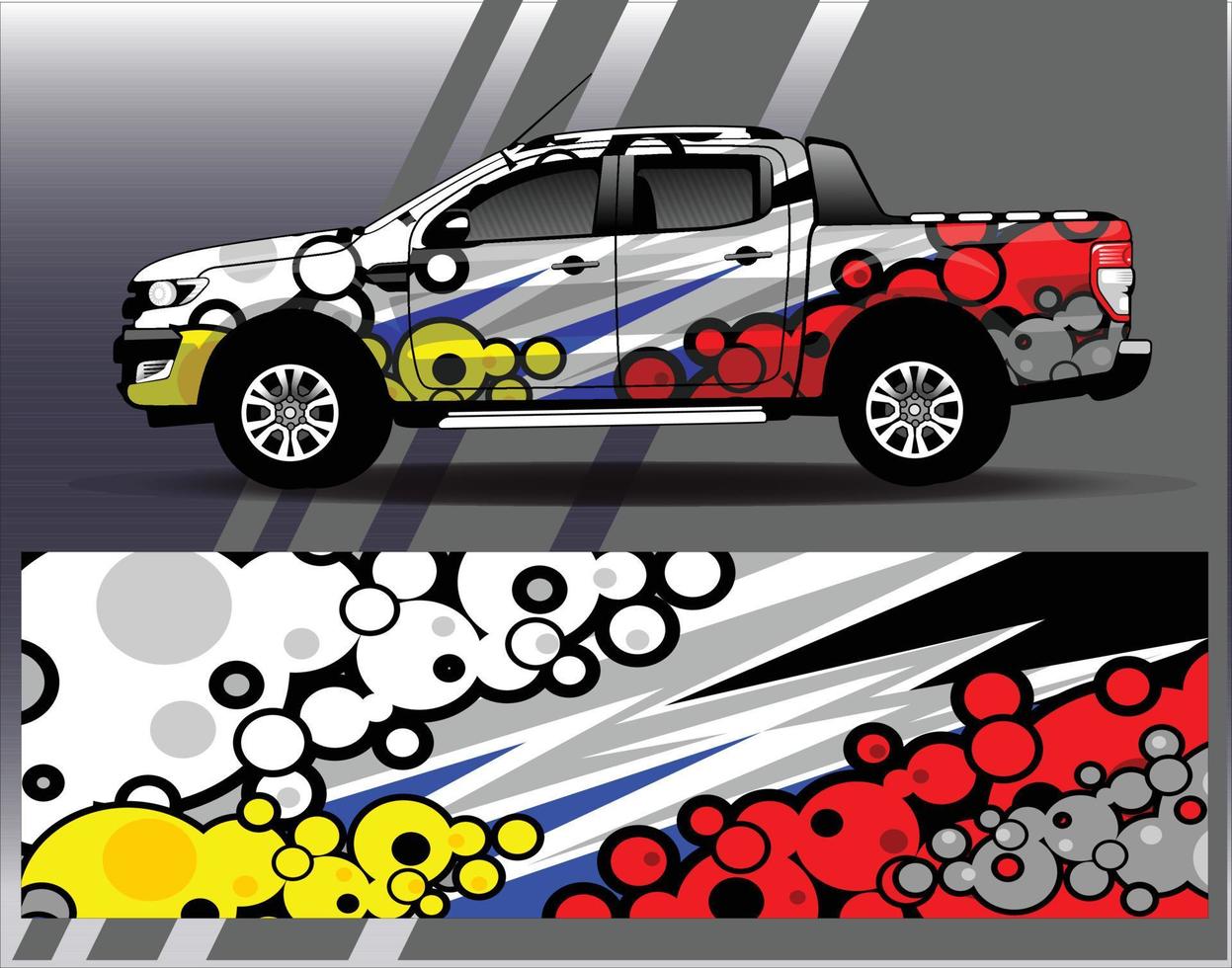 Calcomanía de camión vectorial y furgoneta de carga con diseño de envoltura de coche. Diseños de fondo de carreras de rayas abstractas gráficas para aventuras de carreras de rally de vehículos y librea de carreras de autos vector