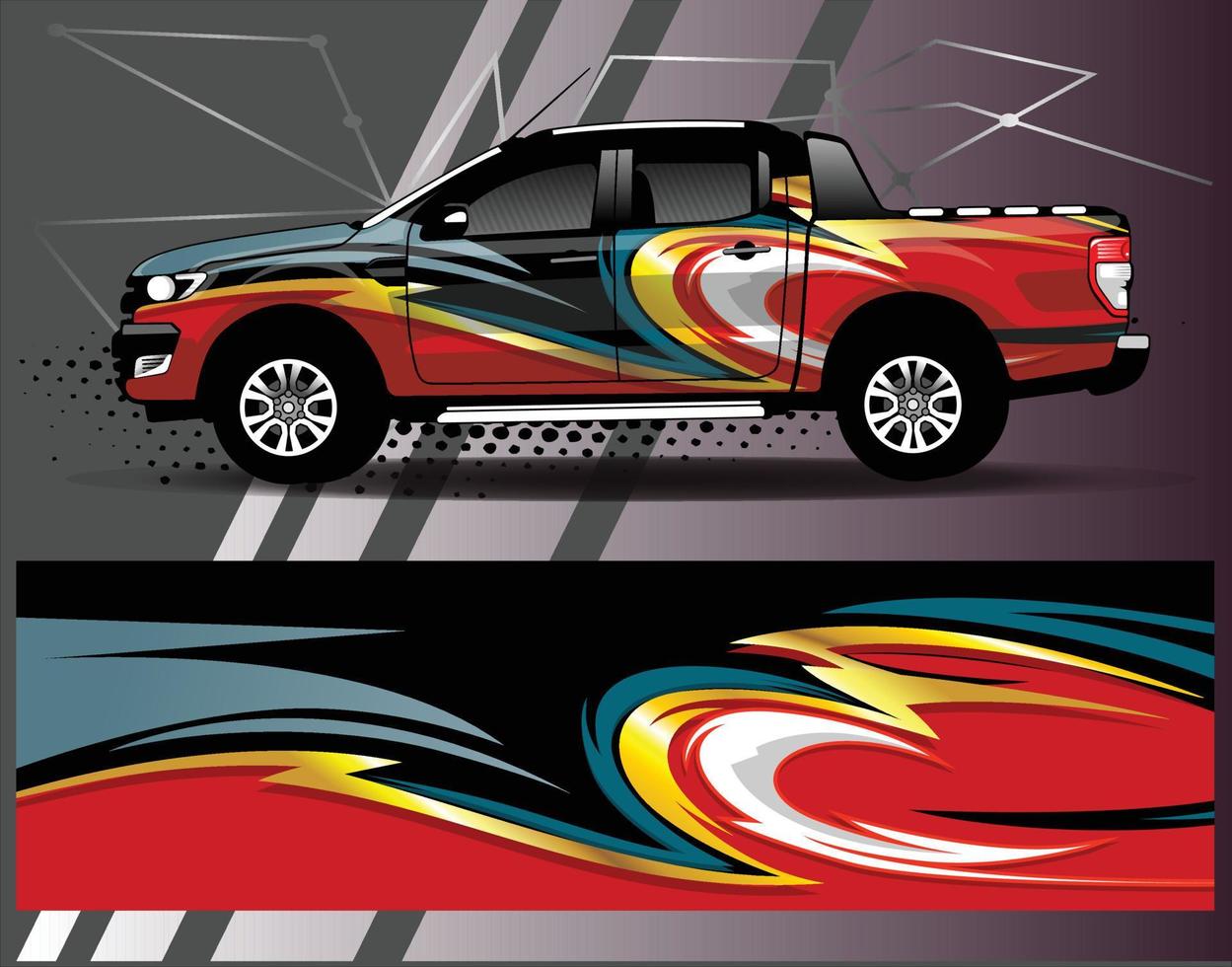 Car wrap design vector  truck and cargo van decal. Graphic abstract stripe racing background designs for vehicle  rally  race  adventure and car racing livery
