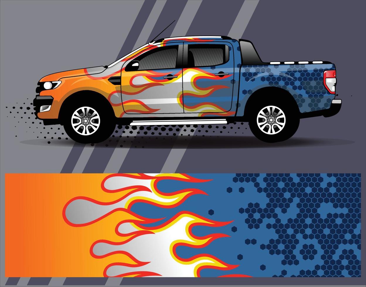 Car wrap design vector  truck and cargo van decal. Graphic abstract stripe racing background designs for vehicle  rally  race  adventure and car racing livery