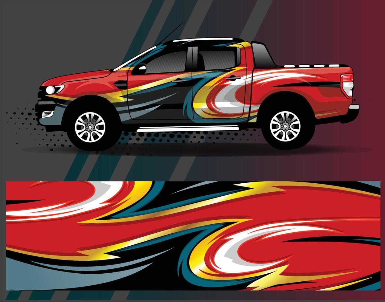 Car wrap design vector  truck and cargo van decal. Graphic abstract stripe racing background designs for vehicle  rally  race  adventure and car racing livery