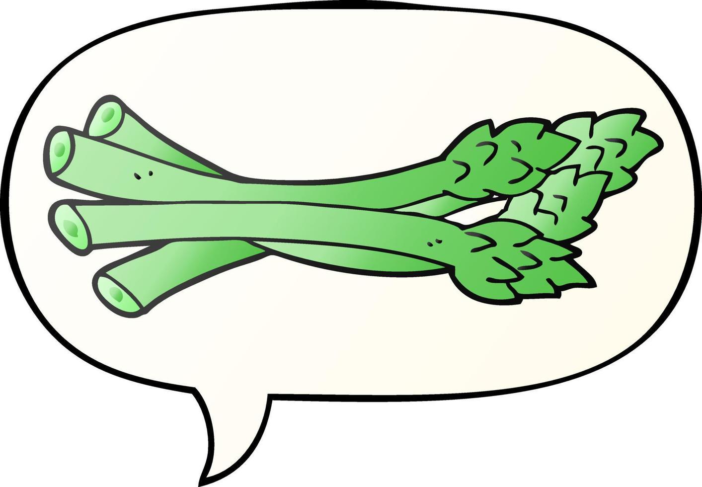 cartoon asparagus and speech bubble in smooth gradient style vector