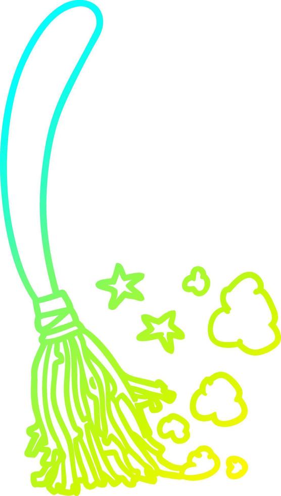 cold gradient line drawing halloween witches broom vector
