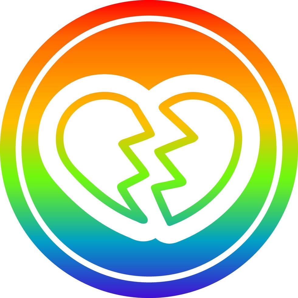 broken heart in rainbow spectrum vector