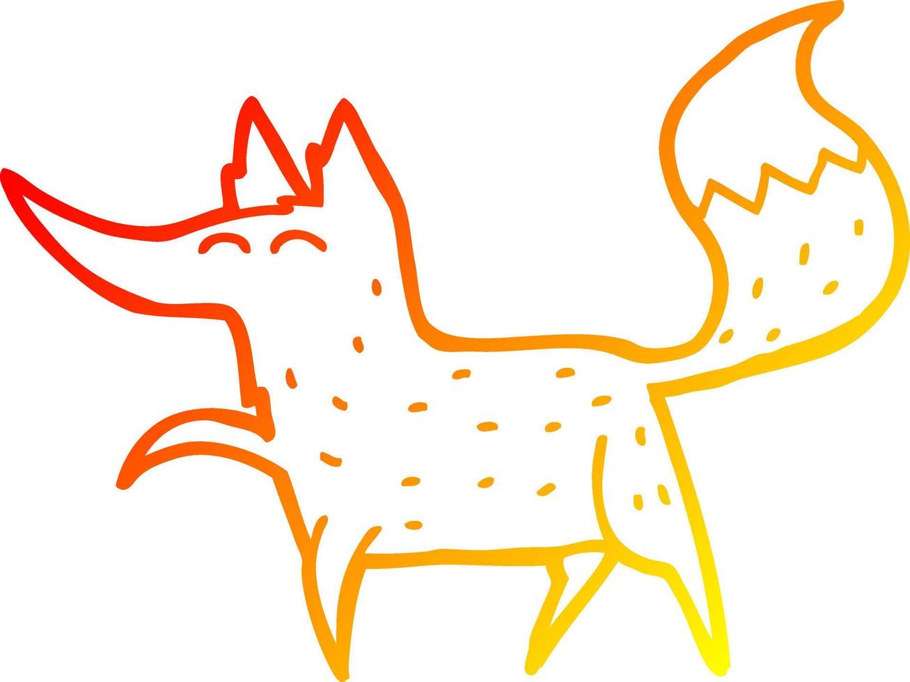 warm gradient line drawing cartoon fox vector