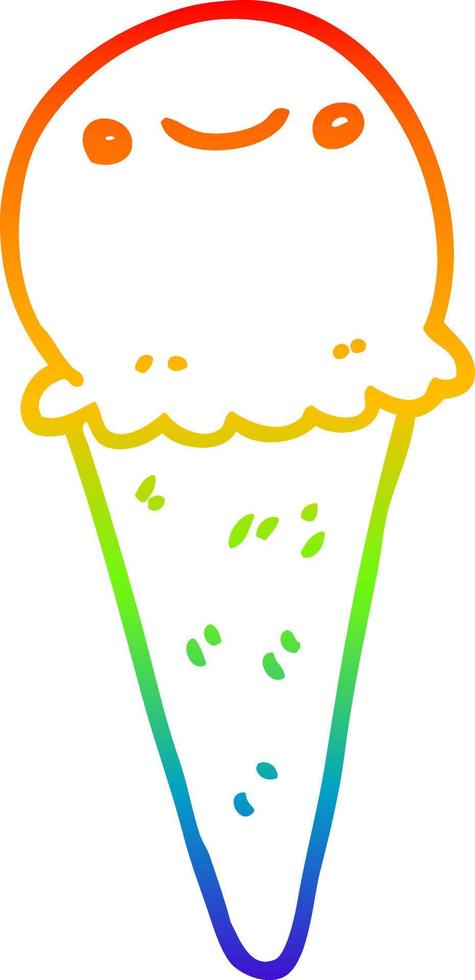 rainbow gradient line drawing cartoon ice cream vector