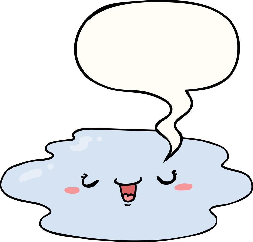 cartoon puddle and face and speech bubble vector