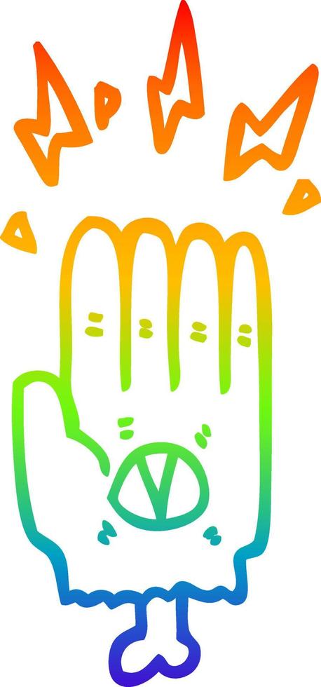 rainbow gradient line drawing spooky halloween zombie hand vector