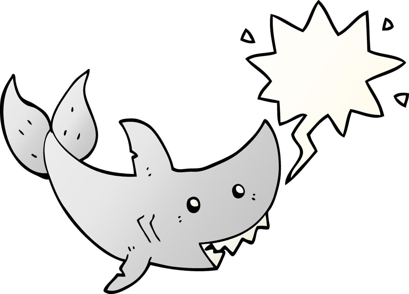 cartoon shark and speech bubble in smooth gradient style vector