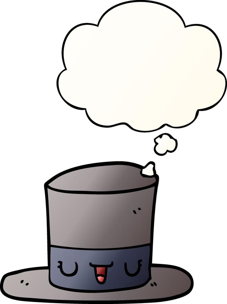 cartoon top hat and thought bubble in smooth gradient style vector