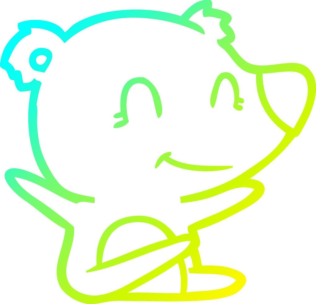 cold gradient line drawing smiling bear cartoon vector