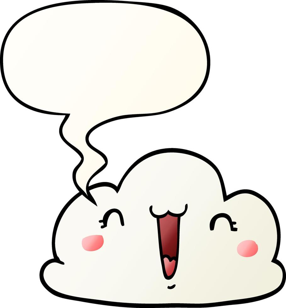 cartoon cloud and speech bubble in smooth gradient style vector