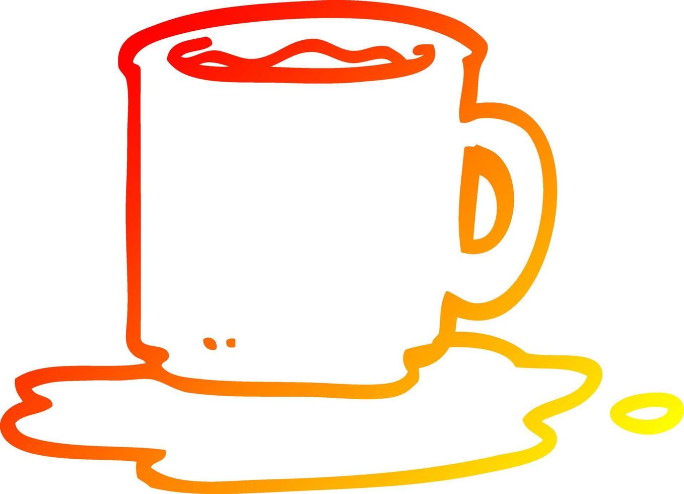 warm gradient line drawing cartoon mug of coffee vector