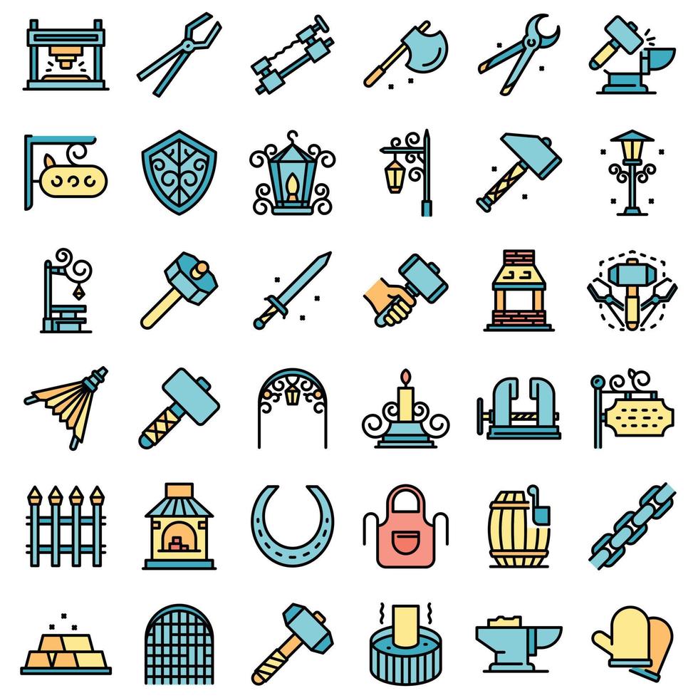 Blacksmith icons set vector flat