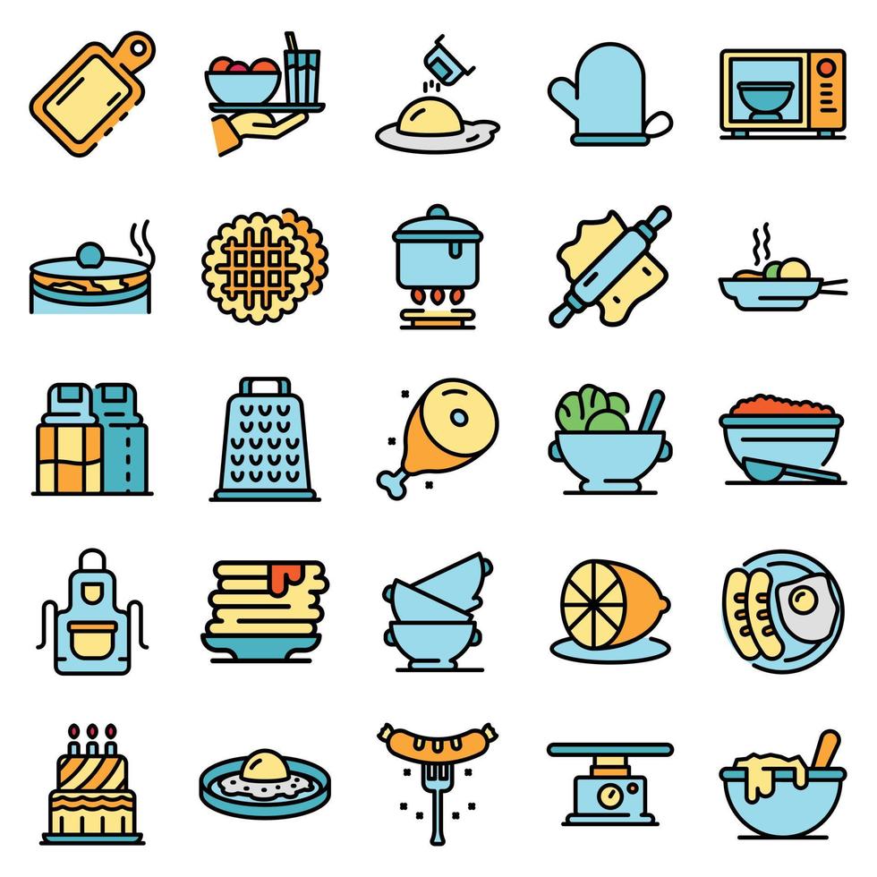 Homemade food icons set vector flat