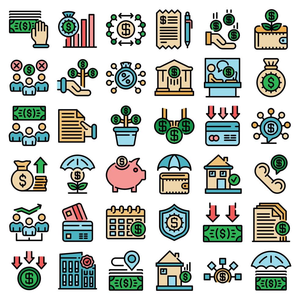 Subsidy icons set vector flat