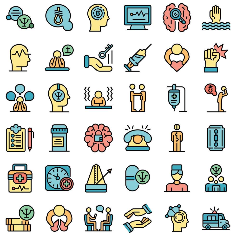 Supporting mental health icons set vector flat