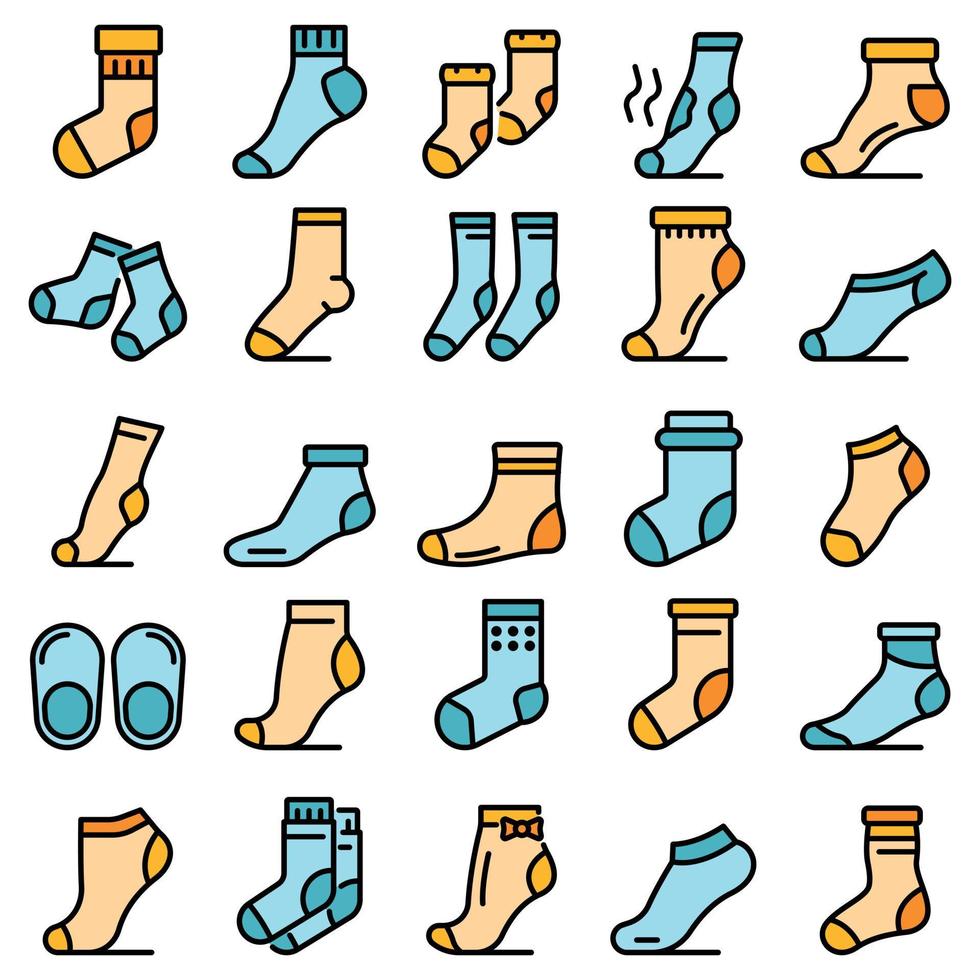 calcetines, iconos, conjunto, vector, plano vector