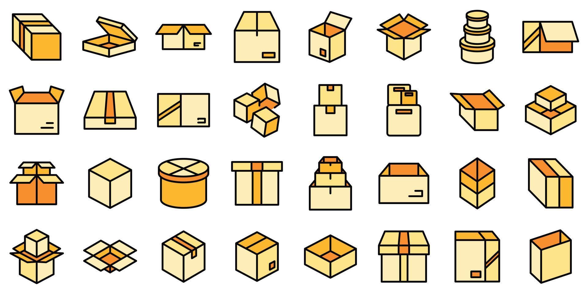 Box icons set vector flat 8824509 Vector Art at Vecteezy