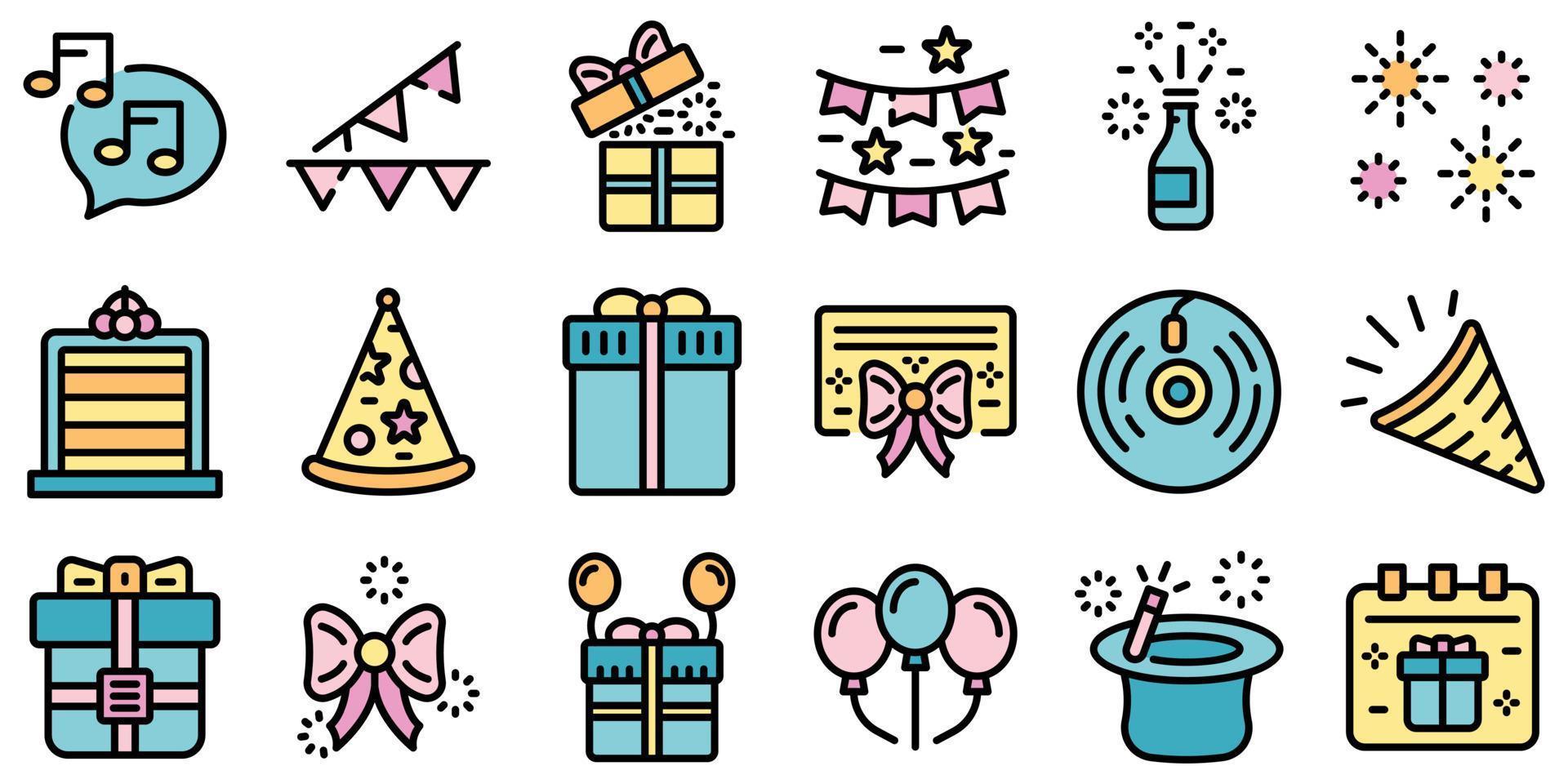 Surprise icons set vector flat