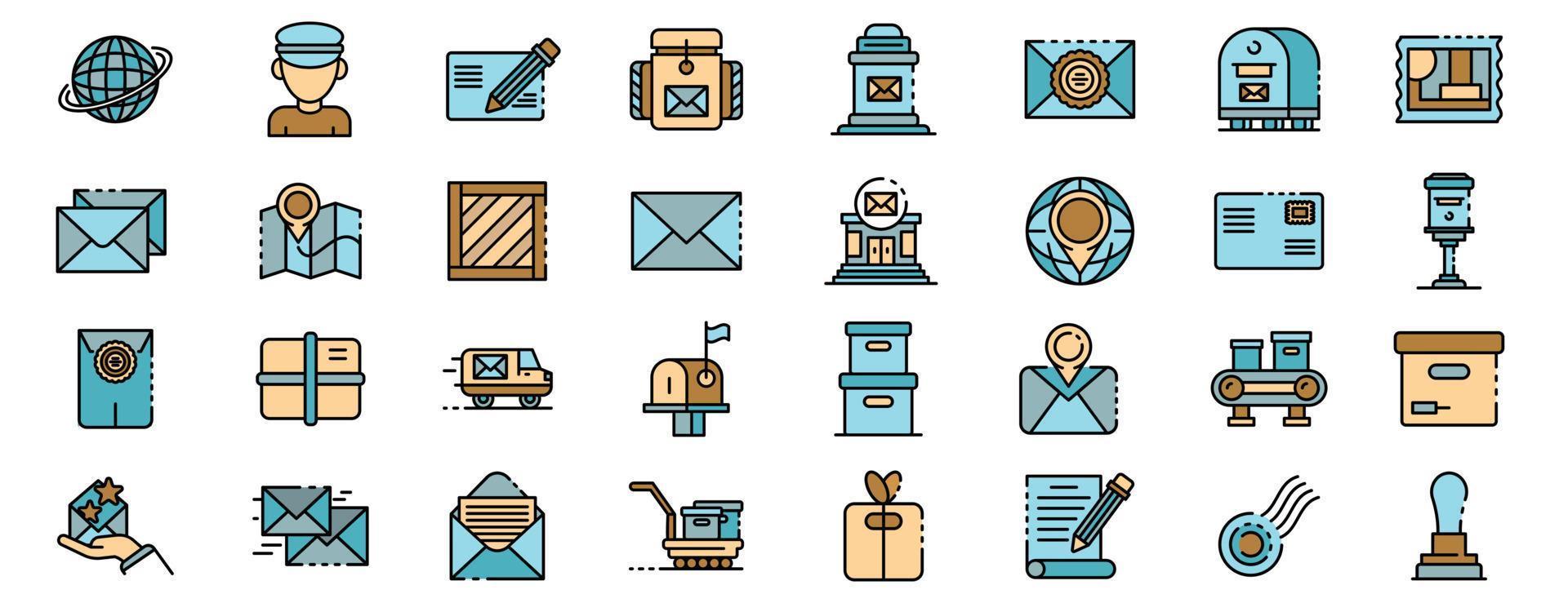 Postman icons set vector flat