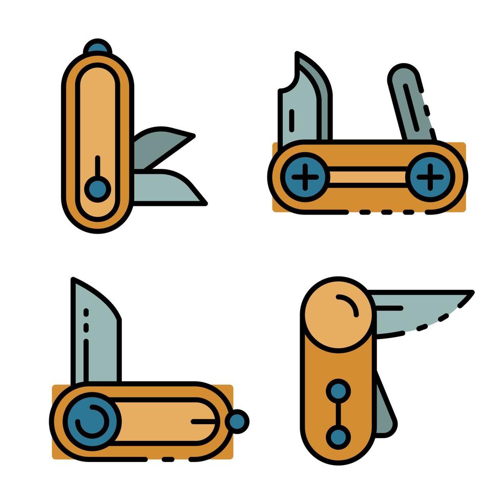 Penknife icons set vector flat