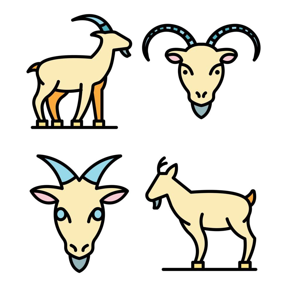 conjunto de iconos de cabra vector plano