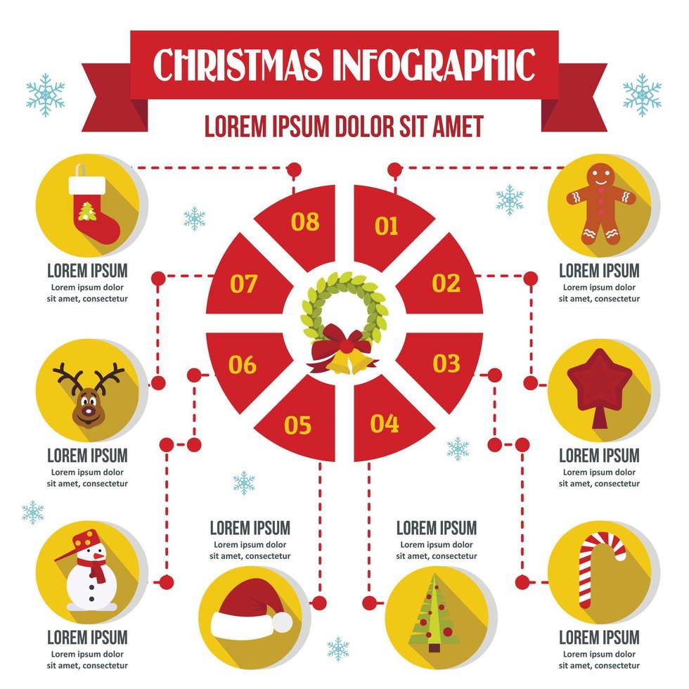 concepto infográfico de navidad, estilo plano vector