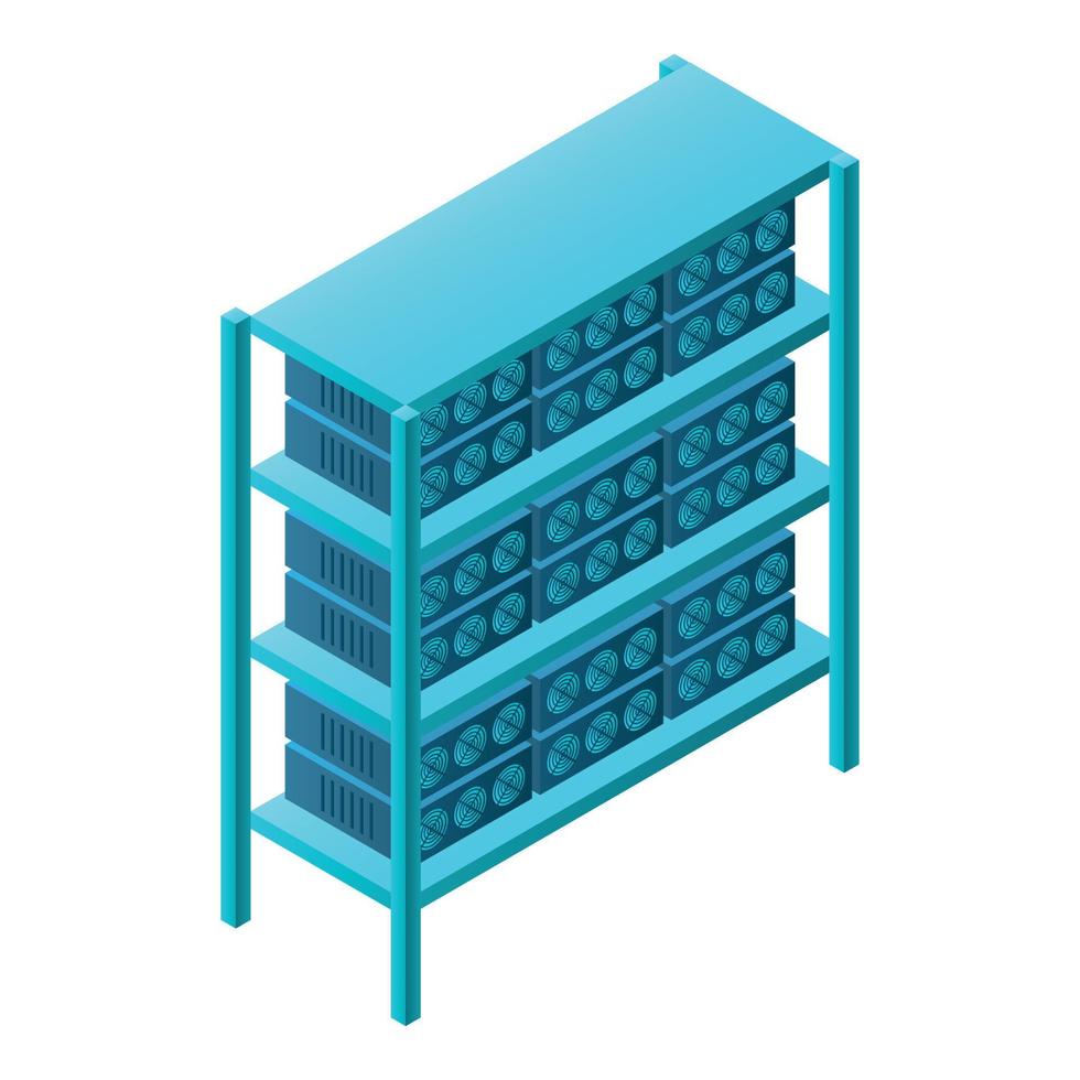 Mining farm rack icon, isometric style vector