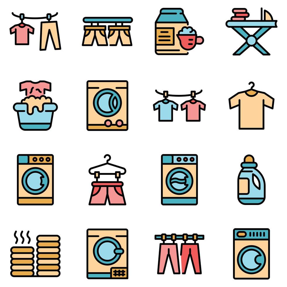 Tumble dryer icons set vector flat