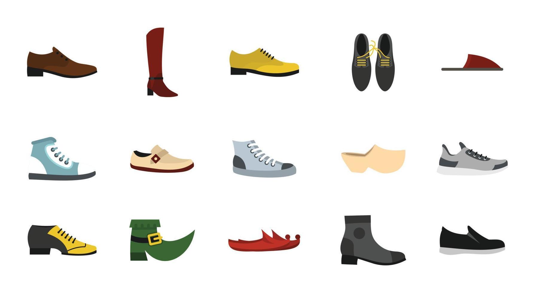 conjunto de iconos de zapatos, estilo plano vector