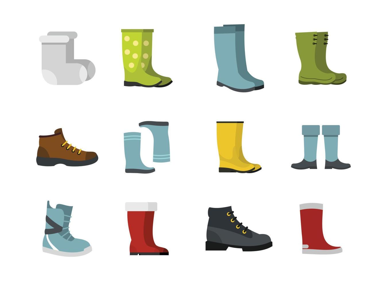 Boots icon set, flat style vector