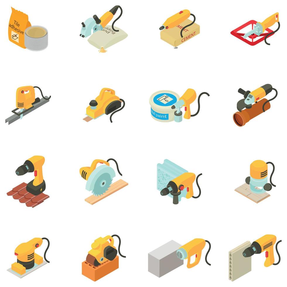 Repair house icons set, isometric style vector