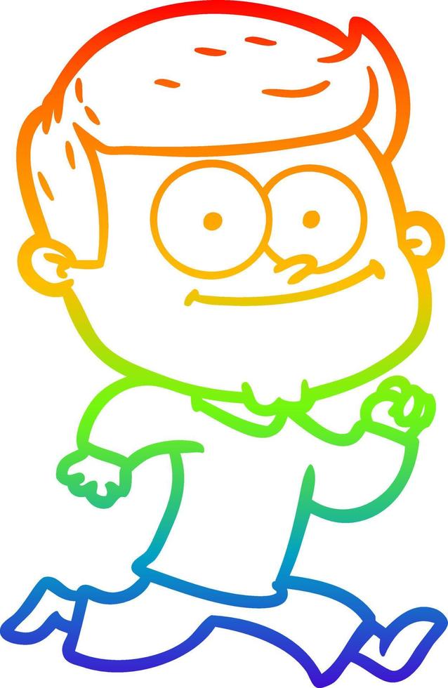 rainbow gradient line drawing cartoon happy man vector