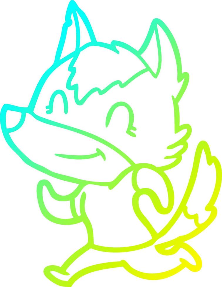 cold gradient line drawing friendly cartoon wolf vector