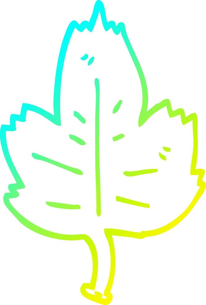 cold gradient line drawing cartoon leaf vector