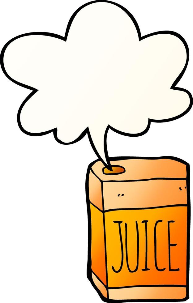 cartoon juice box and speech bubble in smooth gradient style vector