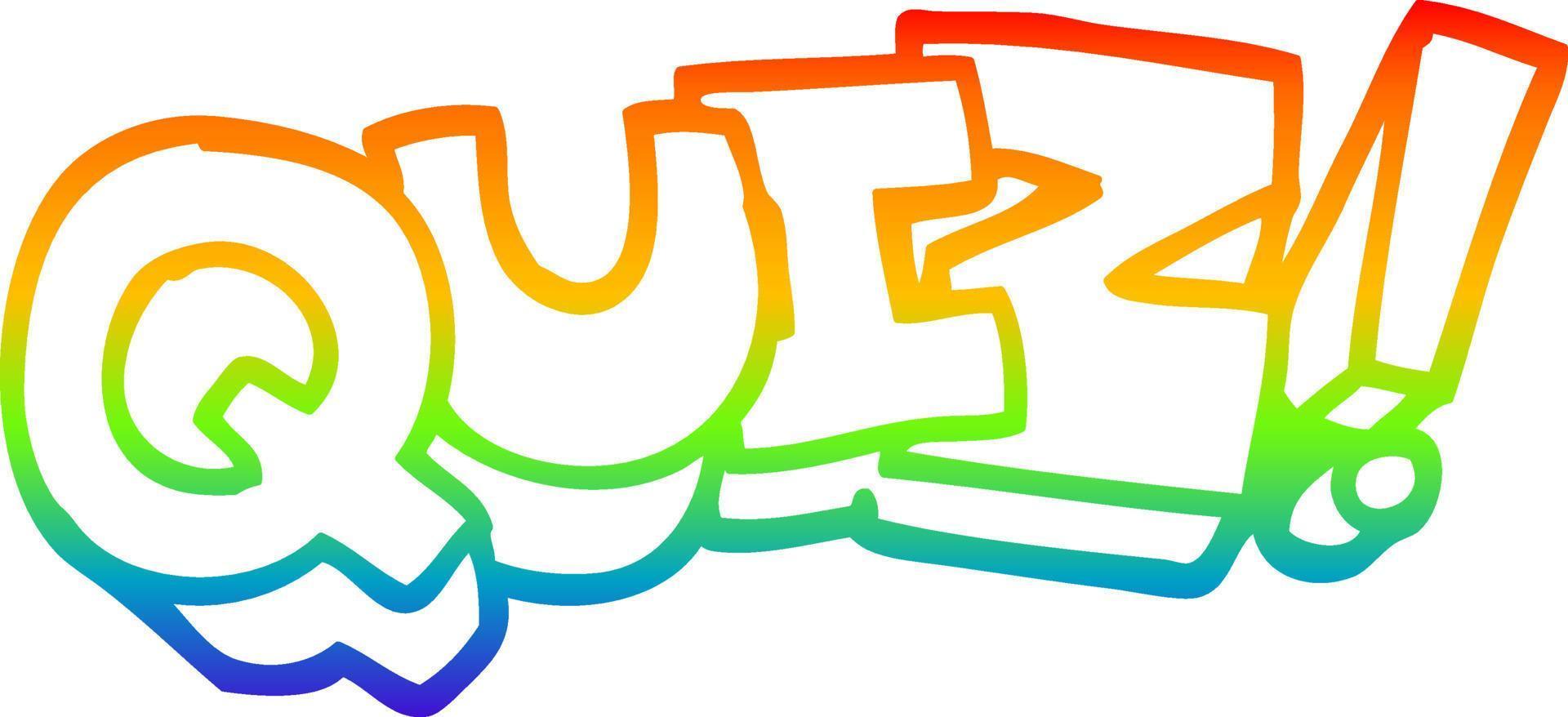 rainbow gradient line drawing cartoon quiz sign vector