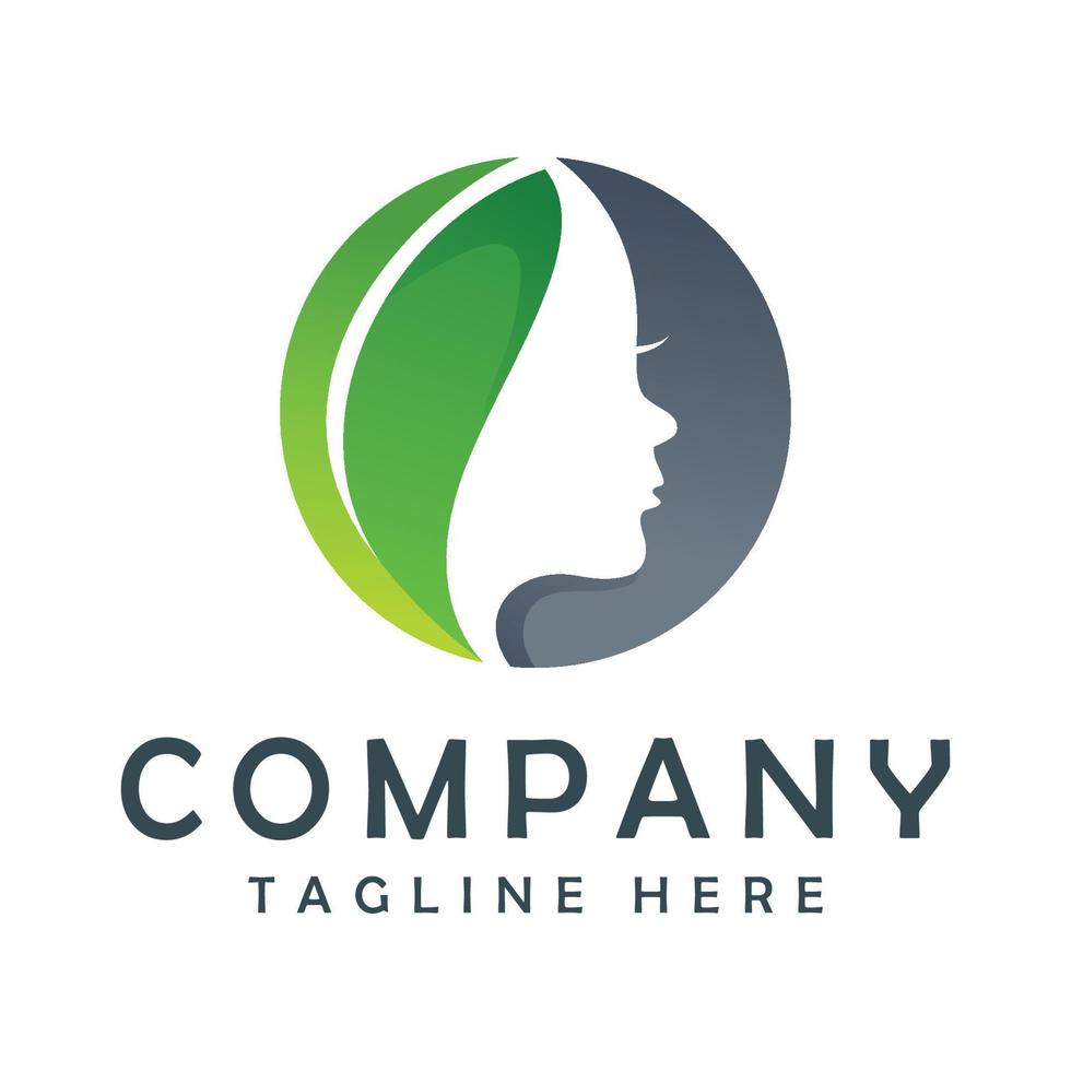 beauty lady color logo design vector