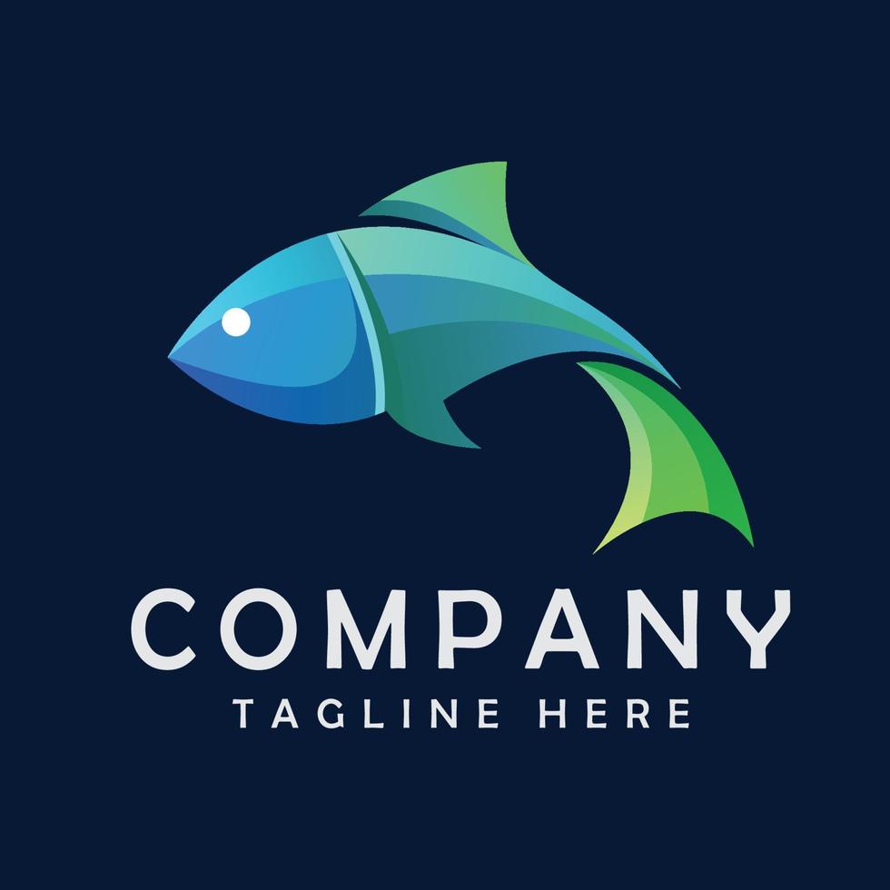 awesome color fish logo design vector