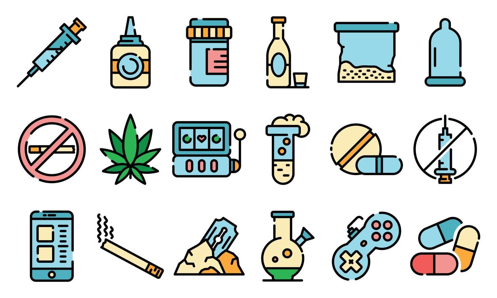 Addiction icons vector flat