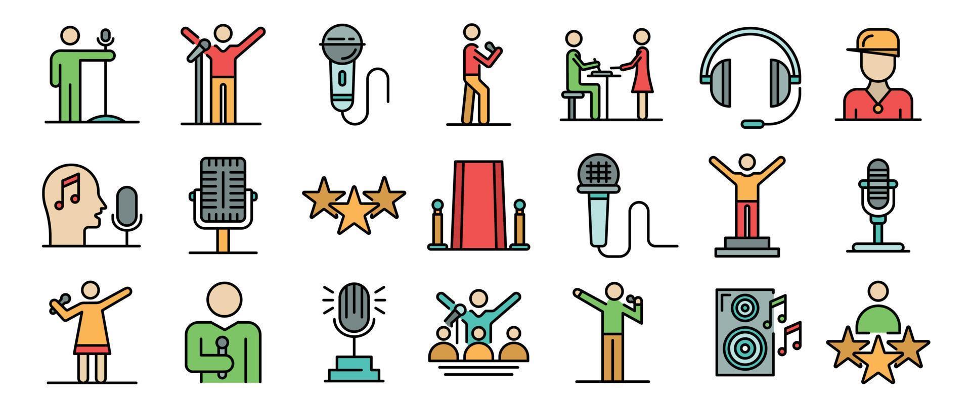 Singer icons vector flat