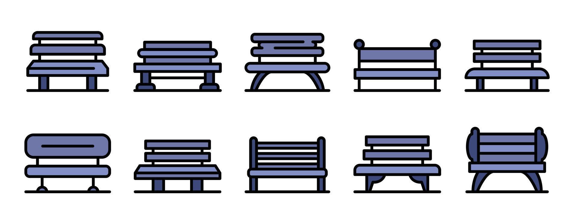 Park bench icons vector flat