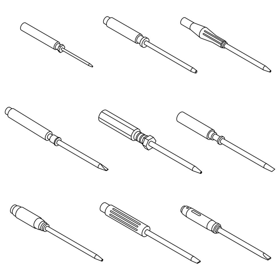 Screwdriver icons set vector outine