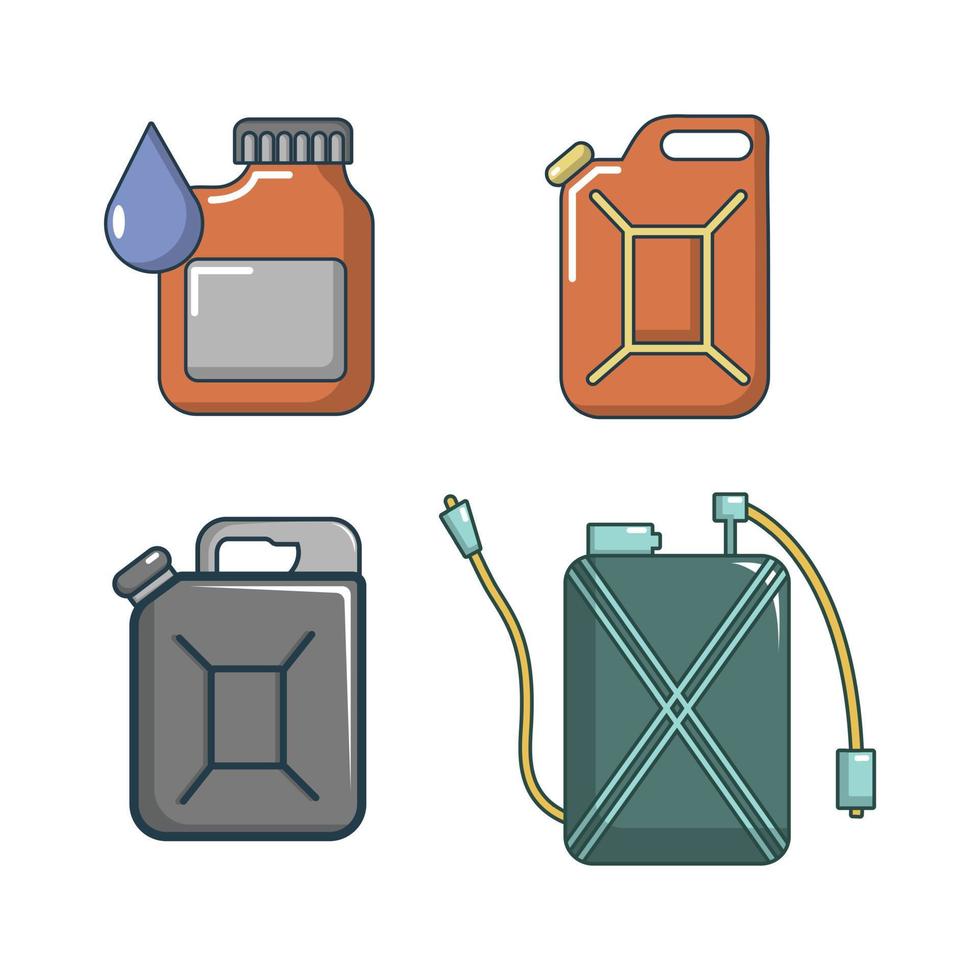 Canister icon set, cartoon style vector