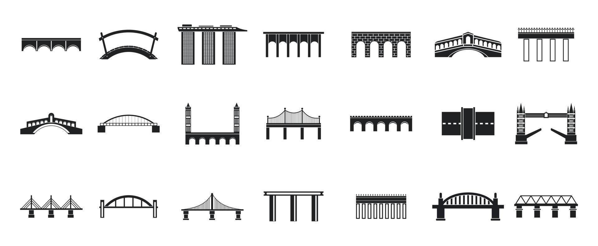 conjunto de iconos de puente, estilo simple vector